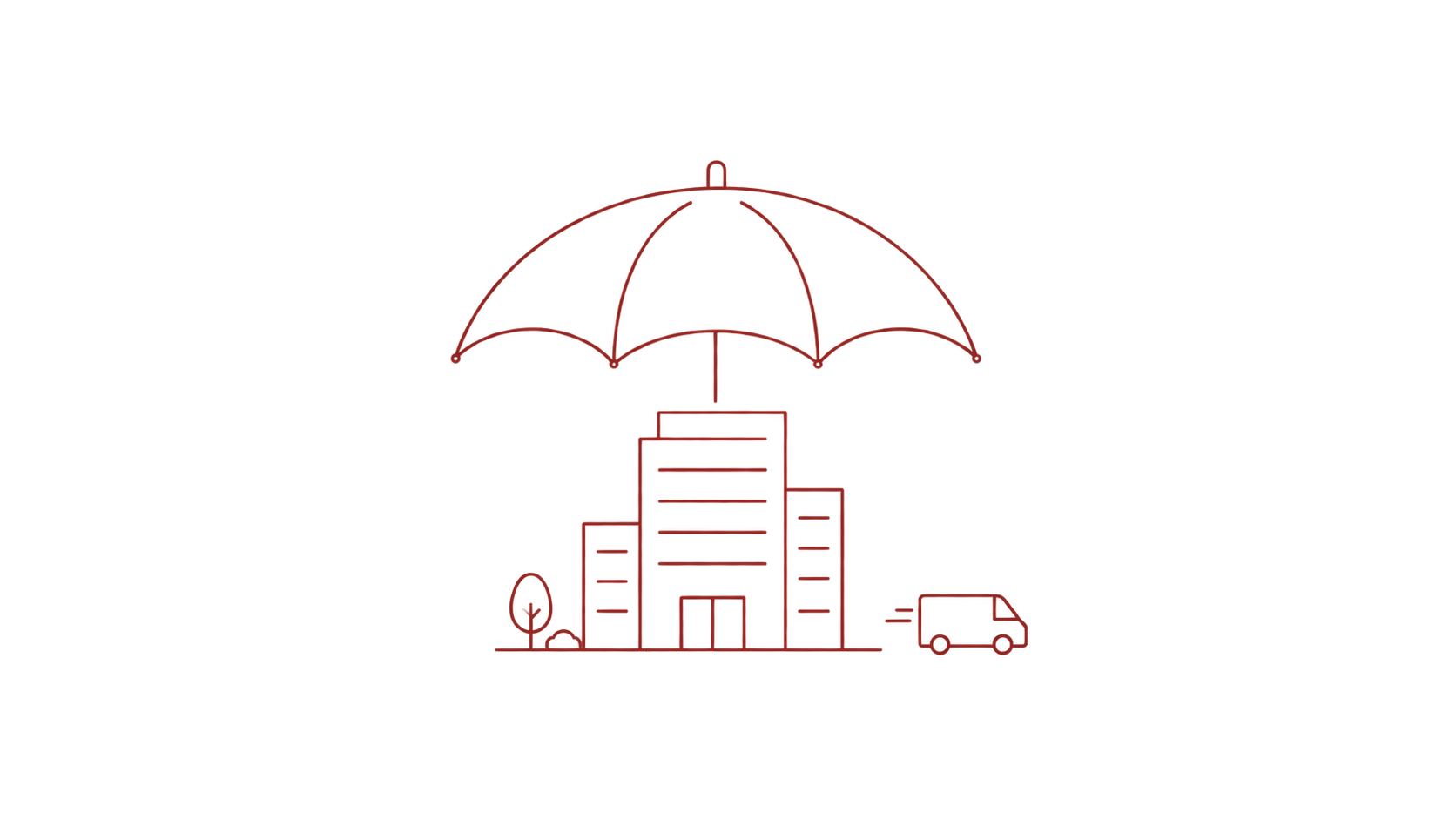 Hand-drawn business beneath a protective umbrella