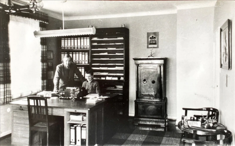 Historic Roth office with a desk and filing cabinets